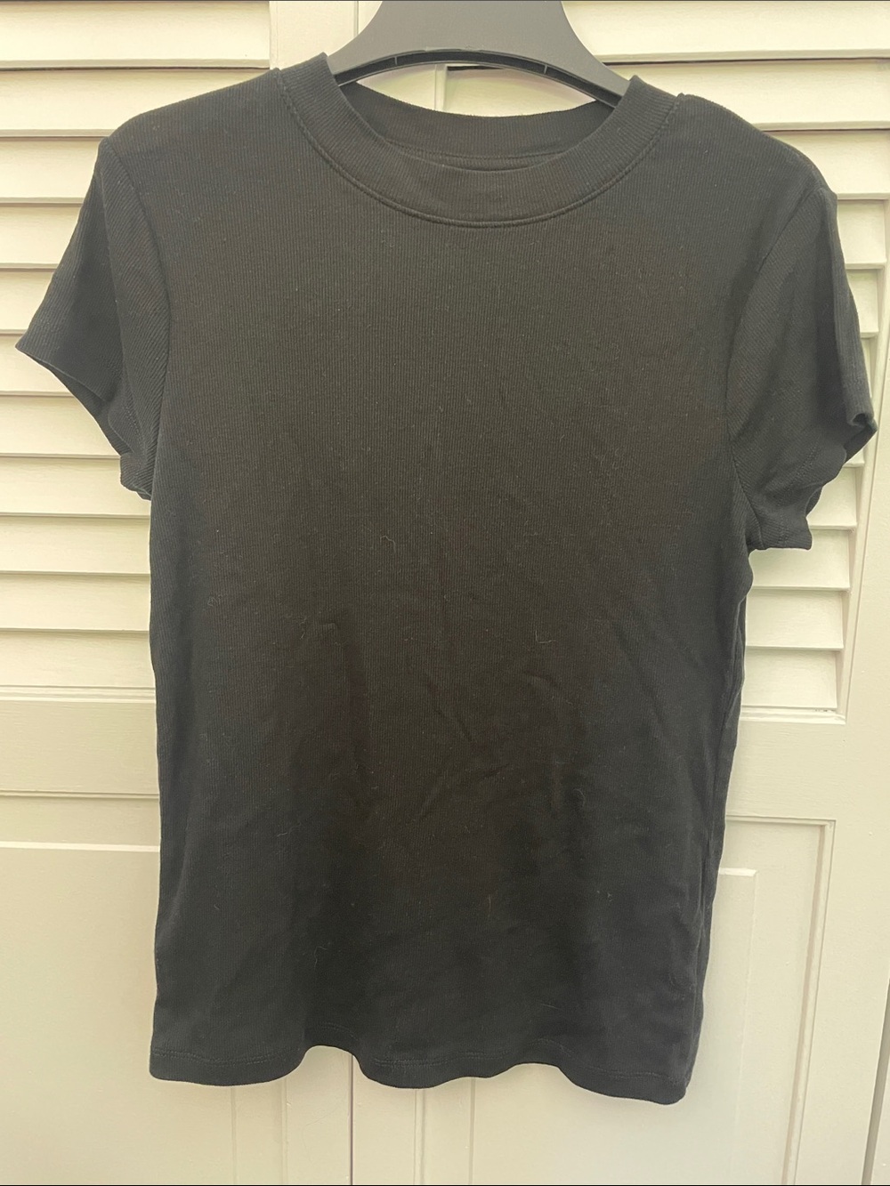 a new day Black Short Sleeve Ribbed Knit Tee